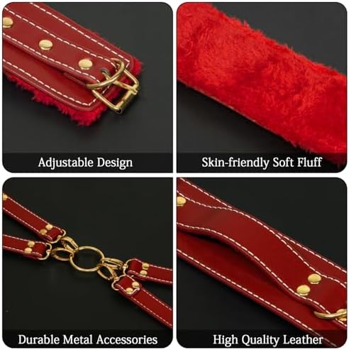 BDSM Kit Sex Bondage Restraints   D Veces 4PCS Set with Adjustable Handcuffs Thigh Cuffs Ankle Cuffs Cross Strap Bondage Set for SM Games BDSM Adult Sex Toys for Couples Women