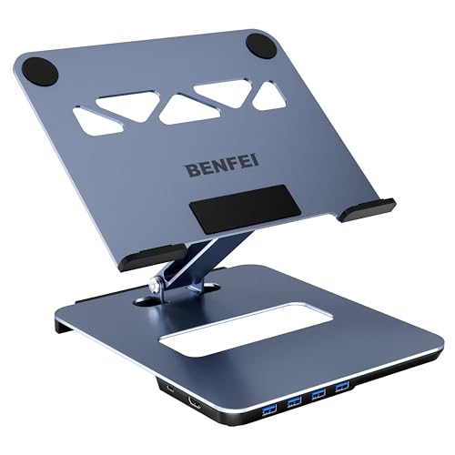 BENFEI Laptop Stand with USB C 6in1 Docking Station  HDMI 4K 60Hz  4 USB3 0  100W PD Compatible with MacBook Pro/Air  iPad Pro  XPS  Thinkpad