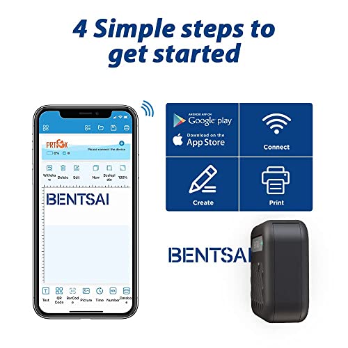 BENTSAI B10 Mini Handheld Printer Portable Printer Mini Inkjet Printer Wirless WiFi Printer with iOS/Android APP for DIY Printing Tshirt Printing QR Code Date Picture Printing  Yellow 