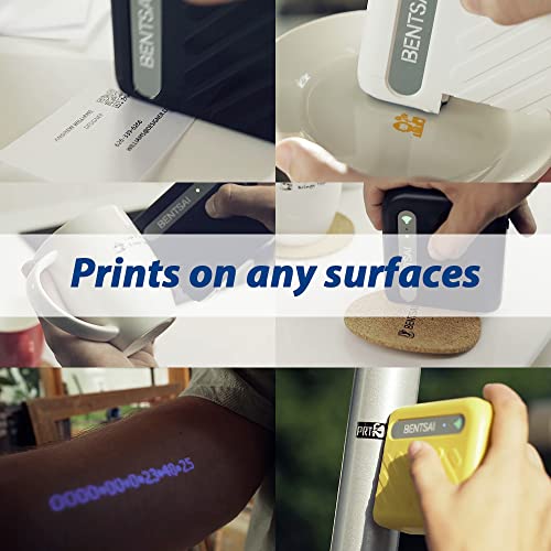 BENTSAI B10 Mini Handheld Printer Portable Printer Mini Inkjet Printer Wirless WiFi Printer with iOS/Android APP for DIY Printing Tshirt Printing QR Code Date Picture Printing  Yellow 