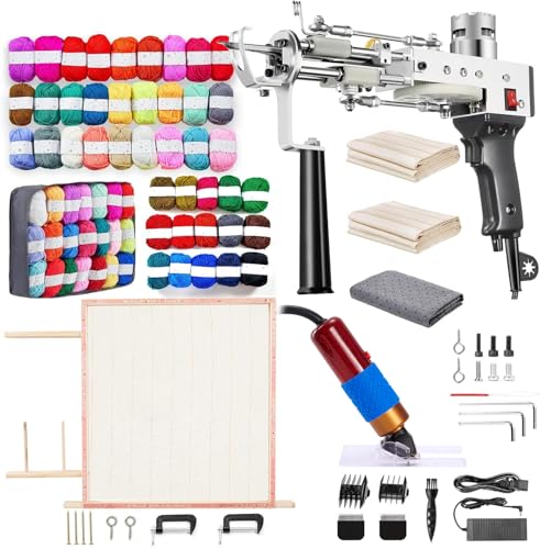 BESGEER 2025 Rug Tufting Gun Starter Kit with Frame with Trimmer   Rug Tufting with Carpet Trimmer Kit with Tufting Frame  2 in 1 Cut & Loop Pile Gun& Carpet Carving Clippers Black