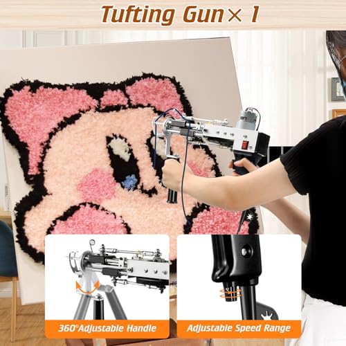 BESGEER 2025 Rug Tufting Gun Starter Kit with Frame with Trimmer   Rug Tufting with Carpet Trimmer Kit with Tufting Frame  2 in 1 Cut & Loop Pile Gun& Carpet Carving Clippers Black