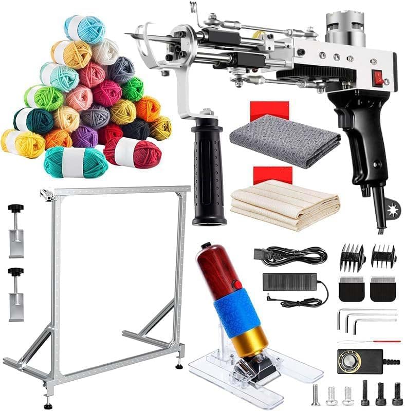 BESGEER Tufting Gun Starter Kit with Metal Frame   2 in 1 Cut & Loop Pile Carpet Gun  Rug Tufting Gun Kit with Carpet Trimmer Kit and Tufting Frame