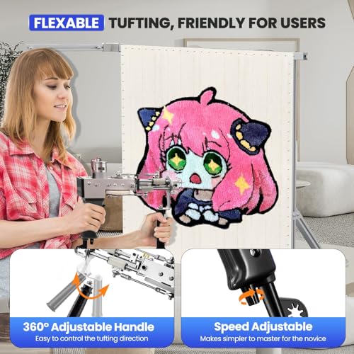 BESGEER Tufting Gun Starter Kit with Metal Frame   2 in 1 Cut & Loop Pile Carpet Gun  Rug Tufting Gun Kit with Carpet Trimmer Kit and Tufting Frame