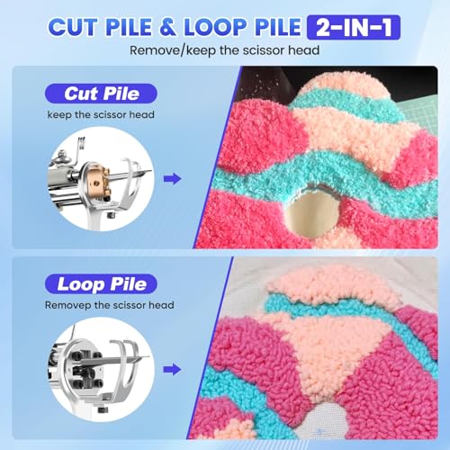 BESGEER Tufting Gun Starter Kit with Metal Frame   2 in 1 Cut & Loop Pile Carpet Gun  Rug Tufting Gun Kit with Carpet Trimmer Kit and Tufting Frame