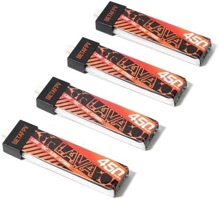 BETAFPV 4pcs Lava 450mAh 1S 3 8V 75C LiHV FPV Lipo Battery with BT2 0 Connector for 1 2S FPV Tiny Whoop Drone Quadcopters Like Meteor75  Meteor75 Pro  Cetus Pro 1S Brushless Drones  Cetus X 2S Quad
