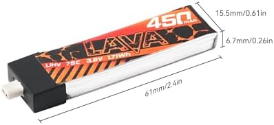 BETAFPV 4pcs Lava 450mAh 1S 3 8V 75C LiHV FPV Lipo Battery with BT2 0 Connector for 1 2S FPV Tiny Whoop Drone Quadcopters Like Meteor75  Meteor75 Pro  Cetus Pro 1S Brushless Drones  Cetus X 2S Quad