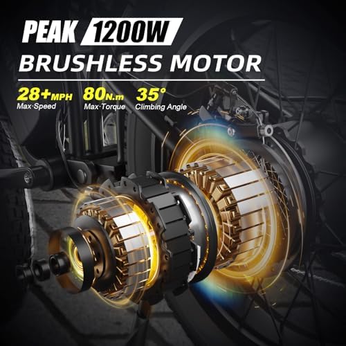 BG S Electric Bike for Adults   20x4 5 Fat Tire  1200W Motor  48V 15Ah Battery  7 Speed  Dual Disc Brakes for Off Road and City Riding