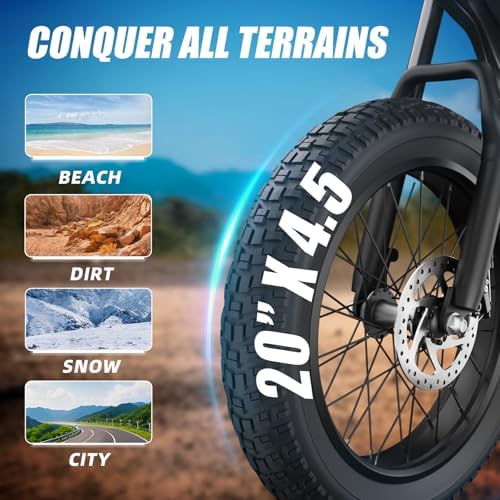 BG S Electric Bike for Adults   20x4 5 Fat Tire  1200W Motor  48V 15Ah Battery  7 Speed  Dual Disc Brakes for Off Road and City Riding