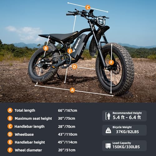 BG S Electric Bike for Adults   20x4 5 Fat Tire  1200W Motor  48V 15Ah Battery  7 Speed  Dual Disc Brakes for Off Road and City Riding