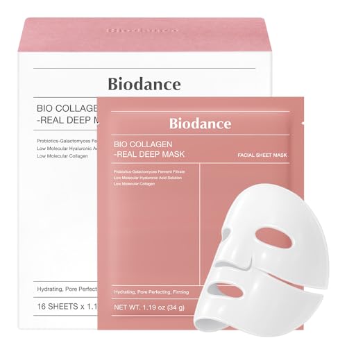 BIODANCE Bio Collagen Real Deep Mask  Hydrating Overnight Hydrogel Mask  Pore Minimizing  Elasticity  Plumping Improvement  Korean Skin Care  Valentines Day Gifts for Her   1 19oz 34g  x 4ea