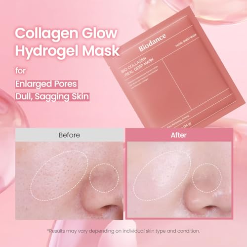 BIODANCE Bio Collagen Real Deep Mask  Hydrating Overnight Hydrogel Mask  Pore Minimizing  Elasticity  Plumping Improvement  Korean Skin Care  Valentines Day Gifts for Her   1 19oz 34g  x 4ea