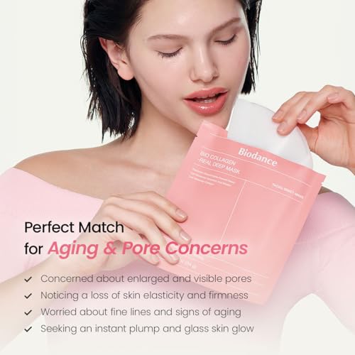 BIODANCE Bio Collagen Real Deep Mask  Hydrating Overnight Hydrogel Mask  Pore Minimizing  Elasticity  Plumping Improvement  Korean Skin Care  Valentines Day Gifts for Her   1 19oz 34g  x 4ea