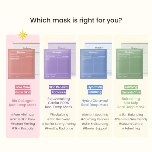 BIODANCE Bio Collagen Real Deep Mask  Hydrating Overnight Hydrogel Mask  Pore Minimizing  Elasticity  Plumping Improvement  Korean Skin Care  Valentines Day Gifts for Her   1 19oz 34g  x 4ea