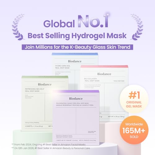 BIODANCE Rejuvenating Caviar PDRN Real Deep Mask  Overnight Hydrogel Face Mask  Skin Firming  Radiance  Enhancing Skin Recovery  Korean Skin Care  Self Care Gifts for Women   1 19oz 34g  x 4ea