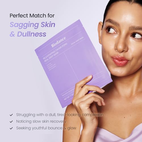 BIODANCE Rejuvenating Caviar PDRN Real Deep Mask  Overnight Hydrogel Face Mask  Skin Firming  Radiance  Enhancing Skin Recovery  Korean Skin Care  Self Care Gifts for Women   1 19oz 34g  x 4ea