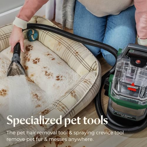 BISSELL Little Green Pet Pro Portable Carpet and Upholstery Deep Cleaner  Car/Auto Detailer with Self Cleaning Tough Stain  Pet Hair Removal  Crevice Tool  3909 