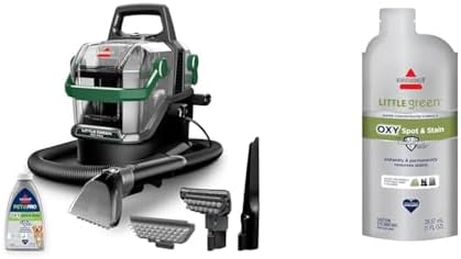 BISSELL Little Green Pet Pro Portable Carpet and Upholstery Deep Cleaner  Car/Auto Detailer with Self Cleaning Tough Stain  Pet Hair Removal  Crevice Tool  3909 