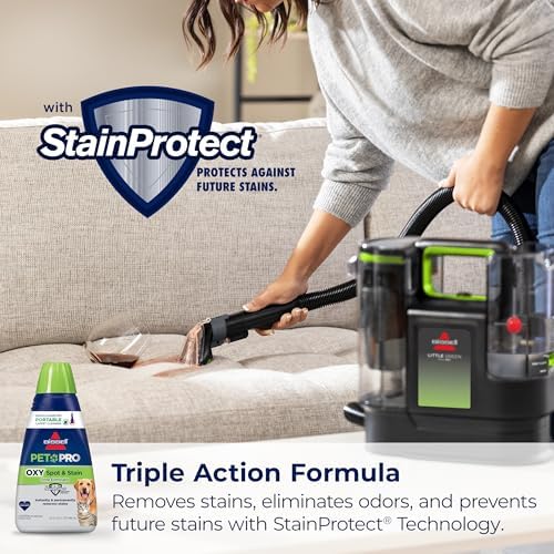 BISSELL® Little Green® Max Pet SmartMix - Limpiador portátil para alfombras y tapicería de limpieza profunda, para detalles de automóviles, con tecnología SmartMix, herramienta autolimpiante para