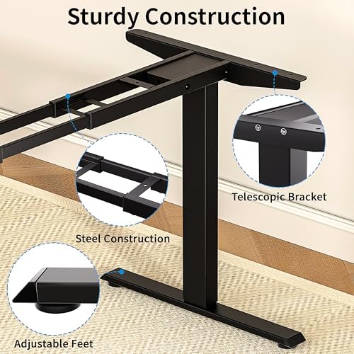 BIZUM Standing Desk Frame Dual Motor  Standing Desk Legs Up to 47 2  Computer Memory Desk Adjustable Table Legs with USB Ports for Home and Office  Black Frame Only