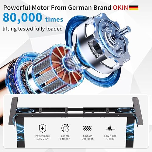 BIZUM Standing Desk Frame Dual Motor  Standing Desk Legs Up to 47 2  Computer Memory Desk Adjustable Table Legs with USB Ports for Home and Office  Black Frame Only