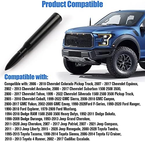 BJSIA Universal Car Truck Antenna Replacement Compatible with Ford F150 F250 F350  Dodge Ram 1500 2500 3500  Chevrolet Silverado  GMC  Heavy Duty Pickup Truck Radio Replacement Car Accessories  Black