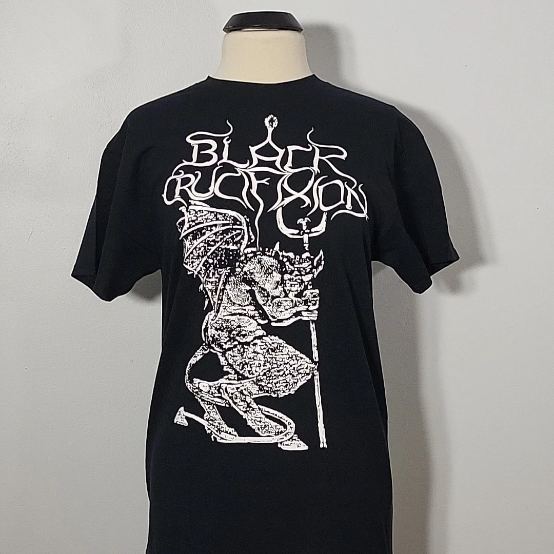 BLACK CRUCIFIXION The Fallen One of Flames L LARGE T Shirt Black Mens Band Logo