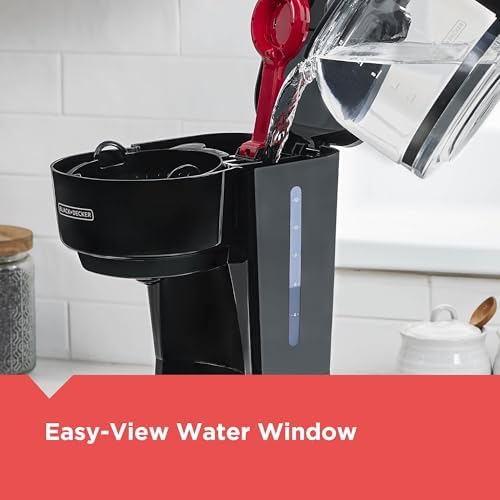 BLACK DECKER 12 Cup Coffee Maker with Easy On/Off Switch  Easy Pour  Non Drip Carafe with Removable Filter Basket  Vortex Technology  Black
