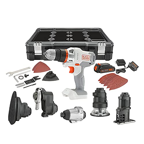 BLACK+DECKER Kit combinado inalámbrico de 20 V MAX MATRIX, 6 herramientas, blanco y naranja (BDCDMT1206KITWC)