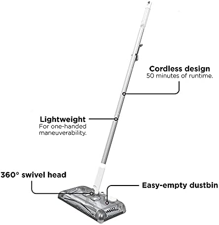 BLACK DECKER Carpet Sweeper 50 Minute Lithium Floor Sweeper  Multi Surface Use  Easy One Hand Cleaning  Self Standing  Charger Included  HFS115J10