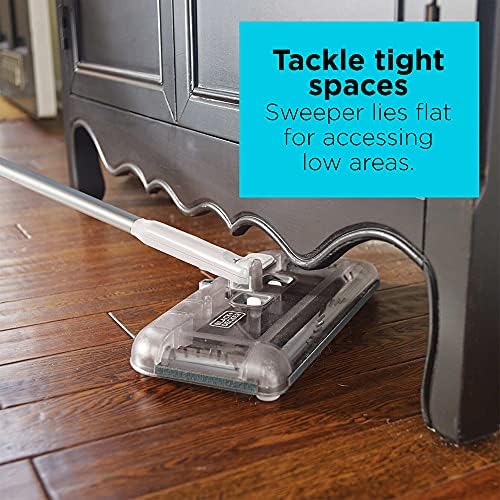 BLACK DECKER Carpet Sweeper 50 Minute Lithium Floor Sweeper  Multi Surface Use  Easy One Hand Cleaning  Self Standing  Charger Included  HFS115J10