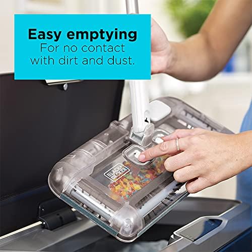 BLACK DECKER Carpet Sweeper 50 Minute Lithium Floor Sweeper  Multi Surface Use  Easy One Hand Cleaning  Self Standing  Charger Included  HFS115J10