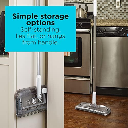 BLACK DECKER Carpet Sweeper 50 Minute Lithium Floor Sweeper  Multi Surface Use  Easy One Hand Cleaning  Self Standing  Charger Included  HFS115J10