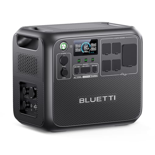 BLUETTI AC200L Portable Power Station  2048Wh LiFePO4 Battery Backup  Expandable to 8192Wh w/ 4 2400W AC Outlets  3600W Power Lifting   30A RV Output  Solar Generator for Camping  Home Use  Emergency