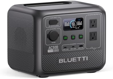 BLUETTI Estación de energía portátil AC50B, generador solar de 448 Wh, batería de reserva con 2 salidas de CA de 700 W (elevación de potencia de 1000 W), 0-80% en 45 minutos, para campamento, viaje por carretera, corte (panel solar opcional)
