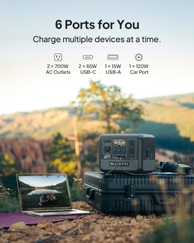 BLUETTI Estación de energía portátil AC50B, generador solar de 448 Wh, batería de reserva con 2 salidas de CA de 700 W (elevación de potencia de 1000 W), 0-80% en 45 minutos, para campamento, viaje por carretera, corte (panel solar opcional)
