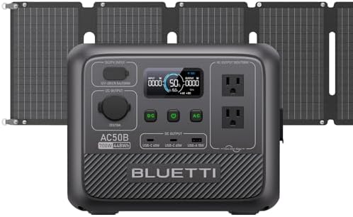 BLUETTI Estación de energía portátil AC50B, generador solar de 448 Wh, batería de reserva con 2 salidas de CA de 700 W (elevación de potencia de 1000 W), 0-80% en 45 minutos, para campamento, viaje por carretera, corte (panel solar opcional)