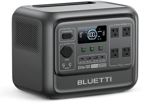 BLUETTI Elite 100 V2 Portable Power Station  1024Wh LFP Battery Backup w/ 4 1800W AC Ports  3600W Surge   35  Smaller  Fast Charge and UPS Solar Generator for Camping  Road Trip  Outages  Home Backup