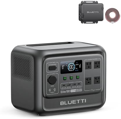 BLUETTI Elite 100 V2 Portable Power Station  1024Wh LFP Battery Backup w/ 4 1800W AC Ports  3600W Surge   35  Smaller  Fast Charge and UPS Solar Generator for Camping  Road Trip  Outages  Home Backup