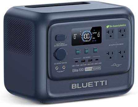 BLUETTI Elite 100 V2 Portable Power Station  1024Wh LFP Battery Backup w/ 4 1800W AC Ports  3600W Surge   35  Smaller  Fast Charge and UPS Solar Generator for Camping  Road Trip  Outages  Home Backup