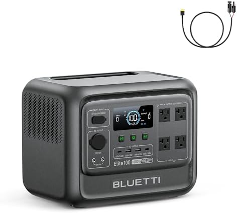 BLUETTI Elite 100 V2 Portable Power Station  1024Wh LFP Battery Backup w/ 4 1800W AC Ports  3600W Surge   35  Smaller  Fast Charge and UPS Solar Generator for Camping  Road Trip  Outages  Home Backup
