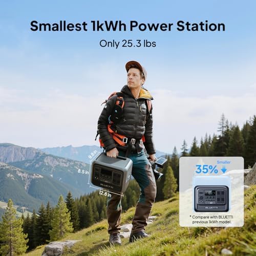 BLUETTI Elite 100 V2 Portable Power Station  1024Wh LFP Battery Backup w/ 4 1800W AC Ports  3600W Surge   35  Smaller  Fast Charge and UPS Solar Generator for Camping  Road Trip  Outages  Home Backup