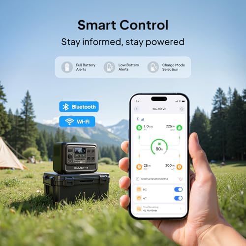 BLUETTI Elite 100 V2 Portable Power Station  1024Wh LFP Battery Backup w/ 4 1800W AC Ports  3600W Surge   35  Smaller  Fast Charge and UPS Solar Generator for Camping  Road Trip  Outages  Home Backup