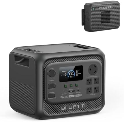 BLUETTI Elite 300 Portable Power Station  3014Wh LiFePO4 Battery Backup for Home Power Outage  2400W Solar Generator  4800W Surge   3kWh Compact Home Backup & RV Power with TT 30 RV Port & 12V/30A DC