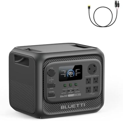 BLUETTI Elite 300 Portable Power Station  3014Wh LiFePO4 Battery Backup for Home Power Outage  2400W Solar Generator  4800W Surge   3kWh Compact Home Backup & RV Power with TT 30 RV Port & 12V/30A DC