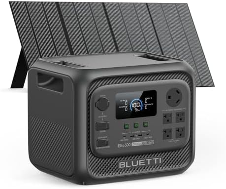 BLUETTI Elite 300 Solar Generator with 350W Solar Panel  Ship Separately   3014 4Wh LFP Battery Backup with 2400W AC Outlets  4800W Surge   3kWh Compact Power Station for Home Backup  Camping & RV Use