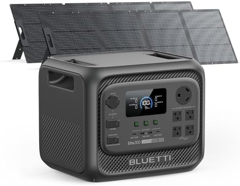BLUETTI Elite 300 Solar Generator with 350W Solar Panel  Ship Separately   3014 4Wh LFP Battery Backup with 2400W AC Outlets  4800W Surge   3kWh Compact Power Station for Home Backup  Camping & RV Use
