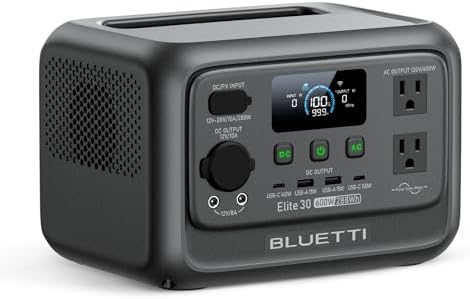 BLUETTI Elite 30 V2 Portable Power Station  288Wh LiFePO4 Battery with 600W AC Outlet  Power Lifting 1500W   Fast Charge Solar Generator  UPS Backup Power for Camping  Road Tours  Outage  Adventure