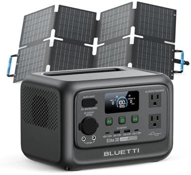 BLUETTI Elite 30 V2 Portable Power Station  288Wh LiFePO4 Battery with 600W AC Outlet  Power Lifting 1500W   Fast Charge Solar Generator  UPS Backup Power for Camping  Road Tours  Outage  Adventure