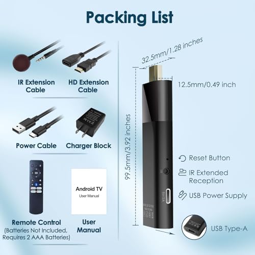 BL Android TV Stick 4K  2025 Android TV Stick 10 0 2GB RAM 16GB ROM  Tv Stick 4K Ultra HD H313 CPU Supports 2 4G/5G Wi Fi Bluetooth 5 0 USB HDR10 with Bluetooth Voice Remote Control